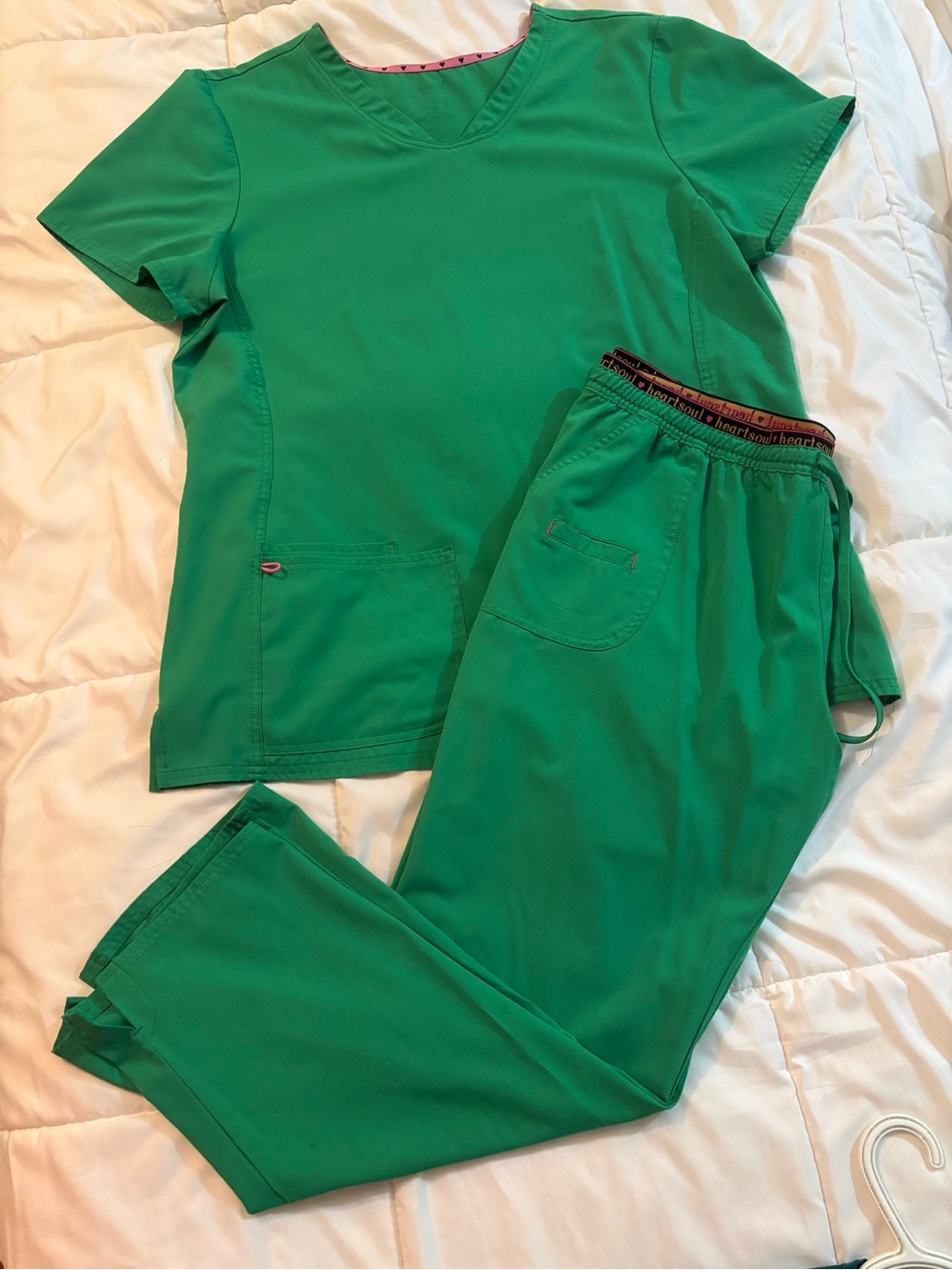 Heat & Soul 2XL Petite Spring Green Scrub Set EUC